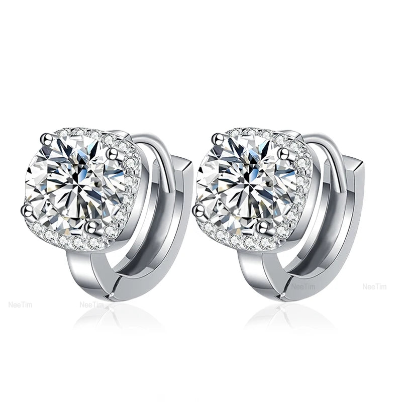 NeeTim 0,5 ct 1 ct Regenbogenfarbene Moissanit-Ohrstecker für Damen, S925 Silber, Schwarz, Blau, Rosa, Labor-Diamant-Ohrstecker für die Hochzeit