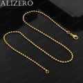 ALIZERO 18K Oro 2mm Cuentas Cadena Básica Collares 16-30 Pulgadas Mujer Hombre Joyería Fina Mayoreo Tendencia Personalidad Collar de Cuentas