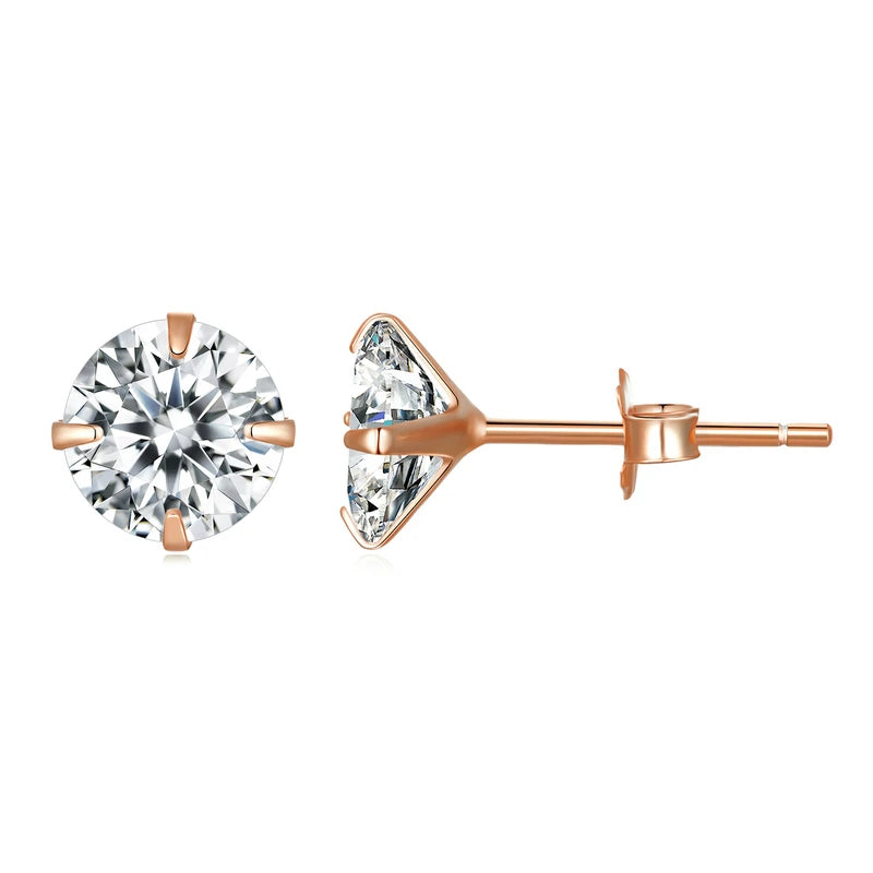 Bamoer CZ Ohrstecker 925 Sterling Silber Platin Beschichtet Runde Zirkonia Hypoallergene Barbell Ohrringe 4-7mm