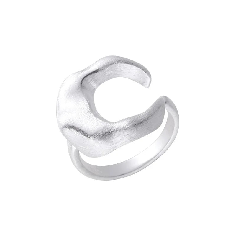 925 Sterling Silber Matte Oberfläche Mond Offene Ringe für Damen Luxusschmuck Großhandel Accessoires Schmuck Argent 925
