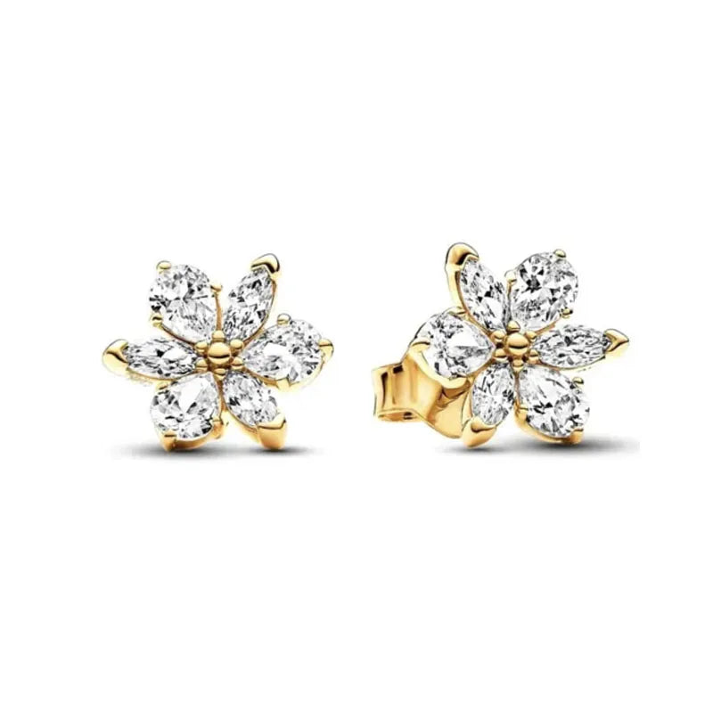 Pendientes de tuerca europeos con cruz de girasol, color dorado, para mujer, festival, exquisitos abalorios, regalos de joyería, plata 925