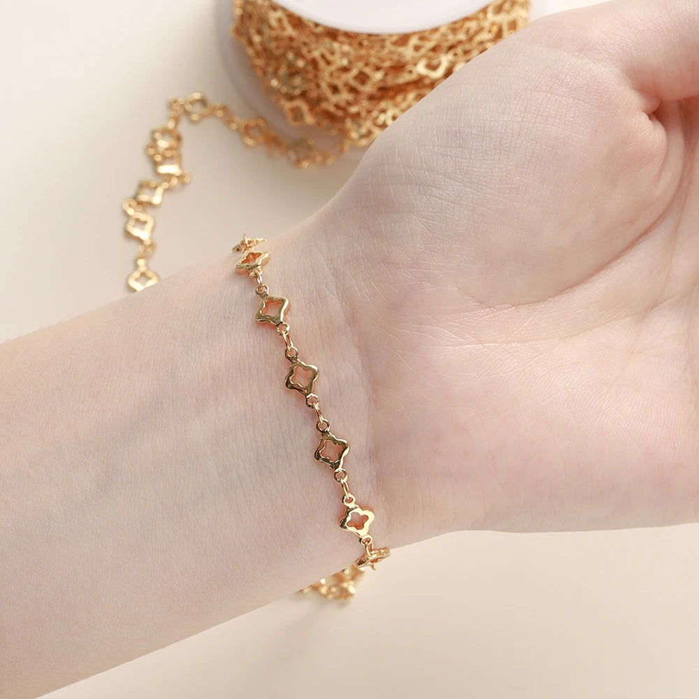 1Meter/Pack 5.5MM 14/18K Vergoldetes Messing Rhombuskette für Schmuckherstellung Halsketten Armbänder Kette Schmuckherstellungszubehör