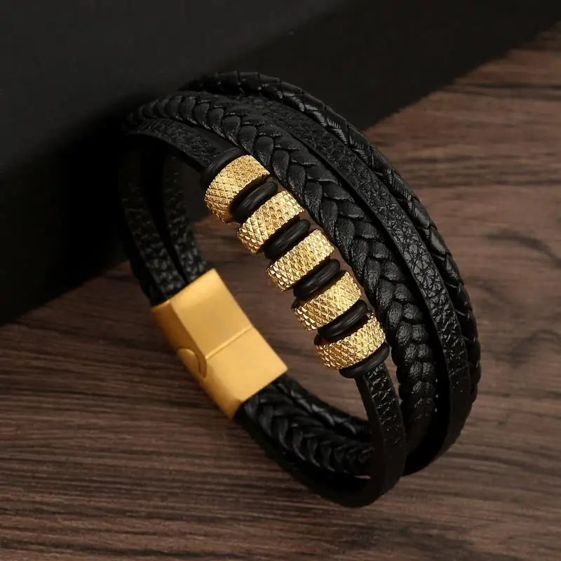 Klassisches Herren Lederarmband Neuer Stil Handgewebt Mehrschichtige Kombination Accessoire Mode Herrenschmuck Großhandel Dropshipping