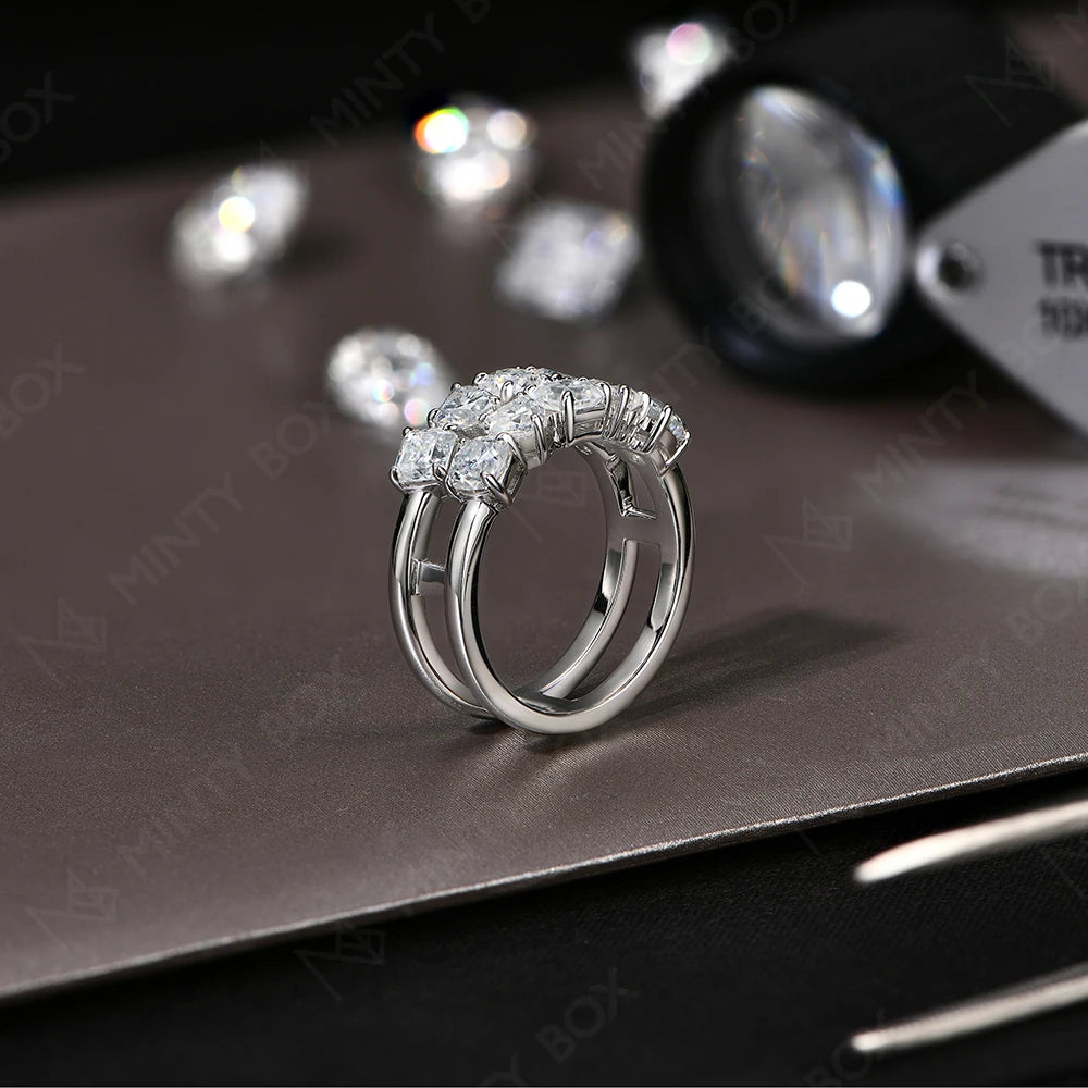 MINTYBOX 3.5 Karat Moissanit Ehering mit Labor-Diamant S925 Sterling Silber Verlobungsringe für Damen Edler Schmuck Geschenk