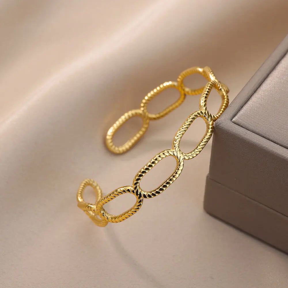 Schlangen Armreif Armband für Damen Edelstahl Vergoldet Öffnungsarmreif Tier Ästhetischer Schmuck pulseras mujer