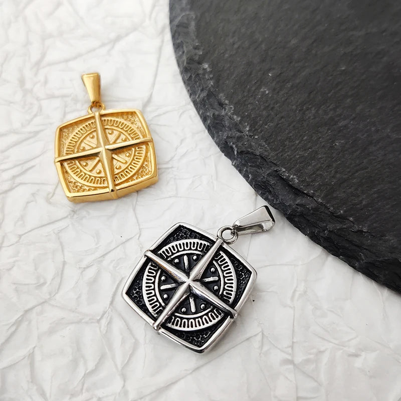Collar con colgante de brújula náutica - Colgante de brújula punk retro impermeable | Joyería de acero inoxidable chapado en oro de 18 quilates, regalo