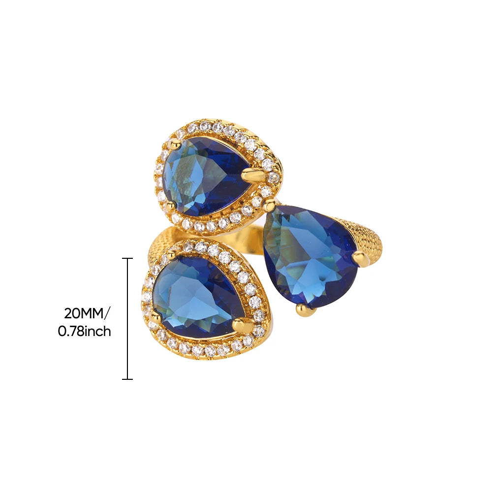 Luxuriöse bunte Zirkonringe für Damen, modischer goldfarbener Edelstahl-Offener Fingerring, Hochzeitsparty, ästhetischer Schmuck, Geschenk