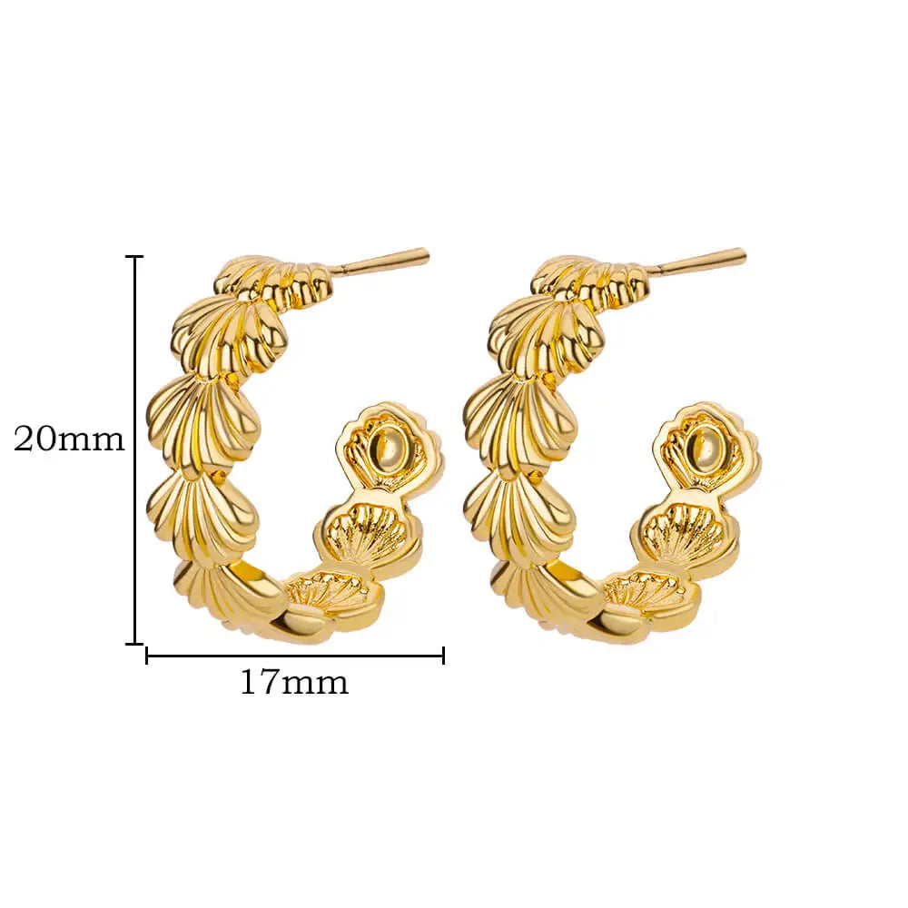 Pendientes de acero inoxidable con forma de C para mujer, chapados en oro, estilo coreano, perforados, joyería de lujo, regalo de cumpleaños