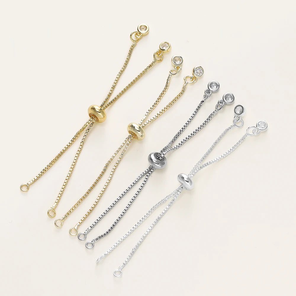 2/4 Stücke 5/7/12cm 14K/18K Vergoldete Messing Verstellbare Slider-Ketten Für DIY Armbandherstellung Schmuckherstellung Zubehör