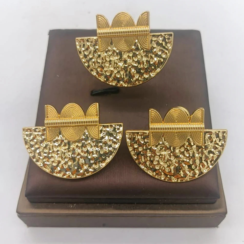 Brasilianisches Goldschmuckset für Damen, Ohrclips und Fingerring, Hochzeiten, Party-Schmuckset, Party-Accessoires, Geschenke
