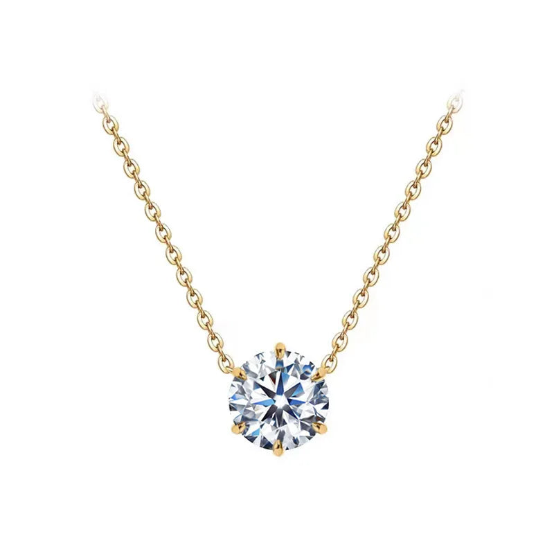 Conjunto de collar de plata de ley 925 con circonitas, chapado en oro de 14k, estilo fino para mujer