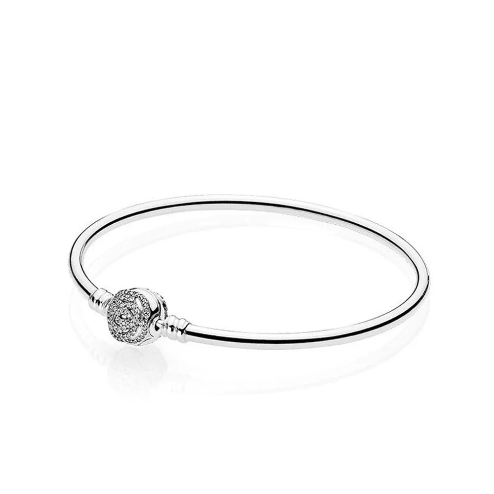 925 Sterling Silber Armbänder Herz Pavé Rot Blume Stern Clip Schlangenkettenarmband Liebe Armreifen DIY Feiner Schmuck