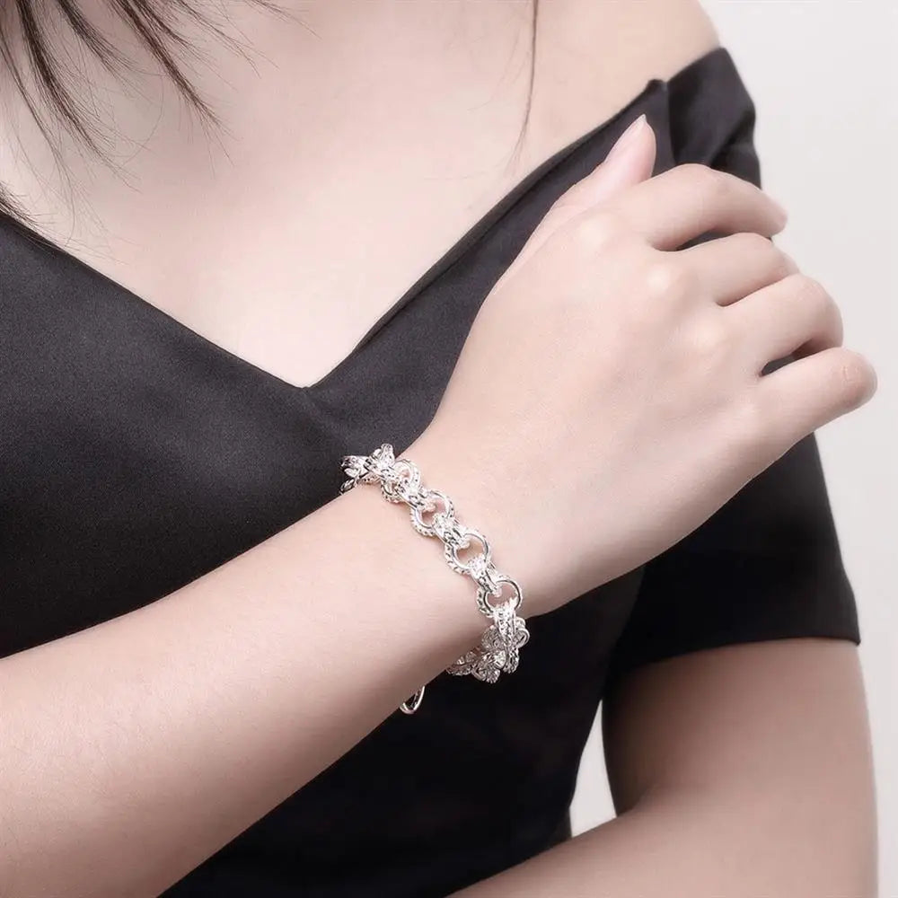 Mode 925 Sterlingsilber Ring Runde Armbänder Für Frauen Männer Hochzeit Luxus Qualität Schmuck