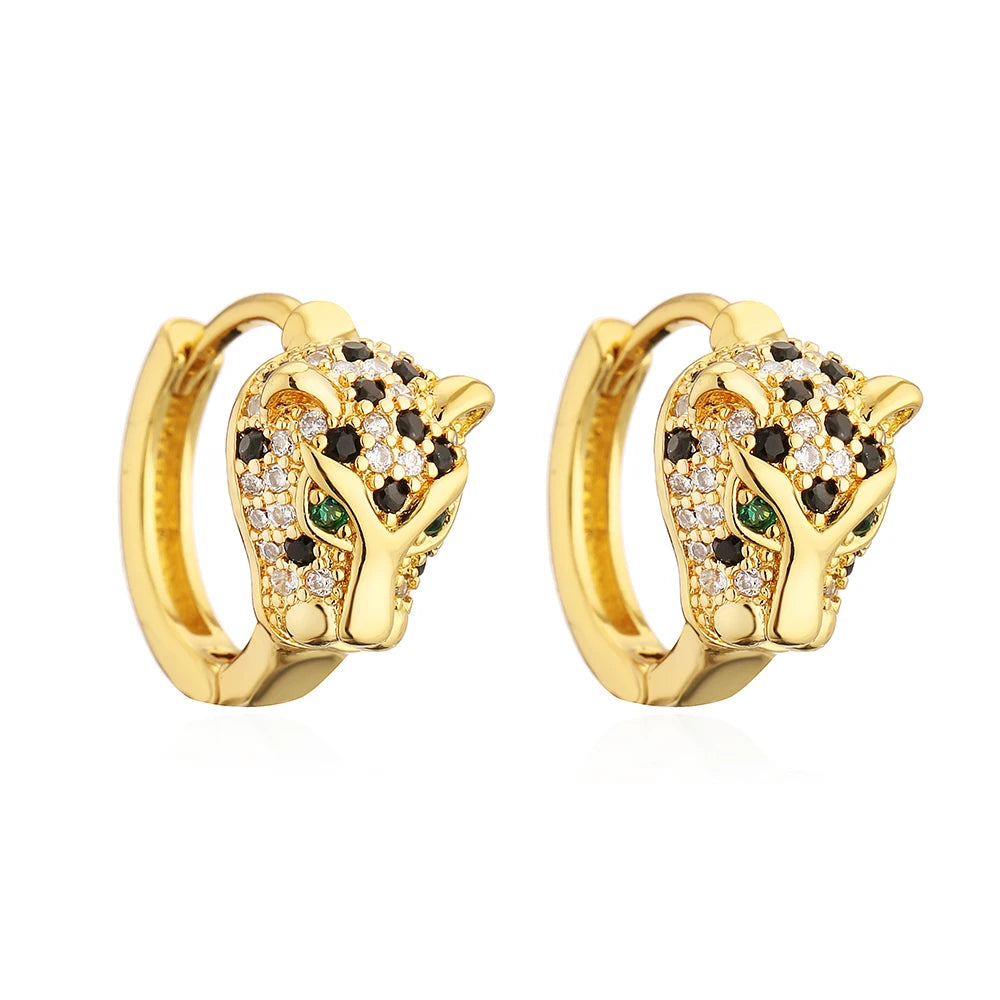 NEWBUY Mode Goldfarbe Tier Ohrhänger für Frauen Einzigartiges Design Leopard Ohrring Statement Damen Party Schmuck