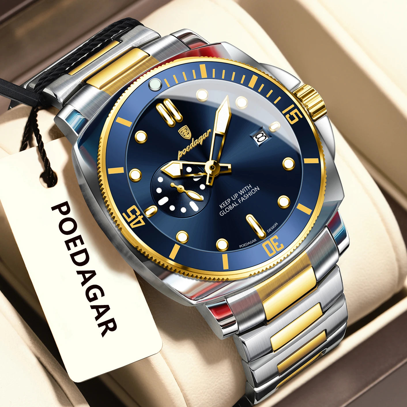 POEDAGAR Reloj de Lujo de Alta Moda para Hombre Impermeable Luminoso Fecha Relojes de Acero Inoxidable Negocios Cuarzo Reloj de Pulsera Masculino