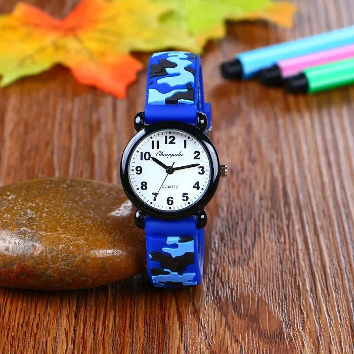Reloj de pulsera de cuarzo con correa de camuflaje de marca para niños, relojes de dibujos animados para estudiantes, niños, niñas, deportivos, para fans del ejército, geniales, Dropshipping