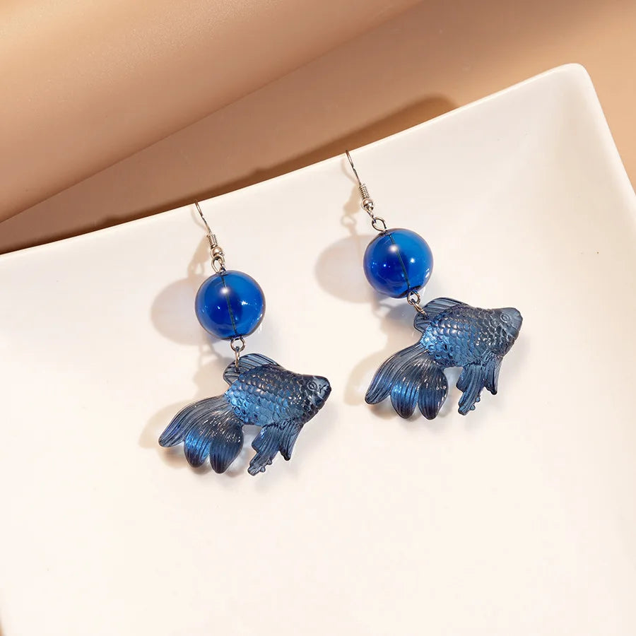 Kreativer Goldfisch Ohrring Einzigartiger transparenter Goldfisch Anhänger Ohrring Süße Koi-Fisch Ohrhänger Personalisierter Schmuck Großhandel