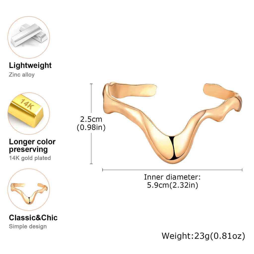 Punk Wave Offene Manschetten-Armreifen für Damen, Verstellbare Unregelmäßige Armband-Schmuck-Accessoires