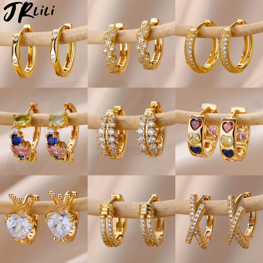 Zirkon Ohrhänger Ohrringe für Frauen Edelstahl Creolen Piercing Ohrringe Trending 2024 Neuer Schmuck Ohrringe Damen Bijoux Femme
