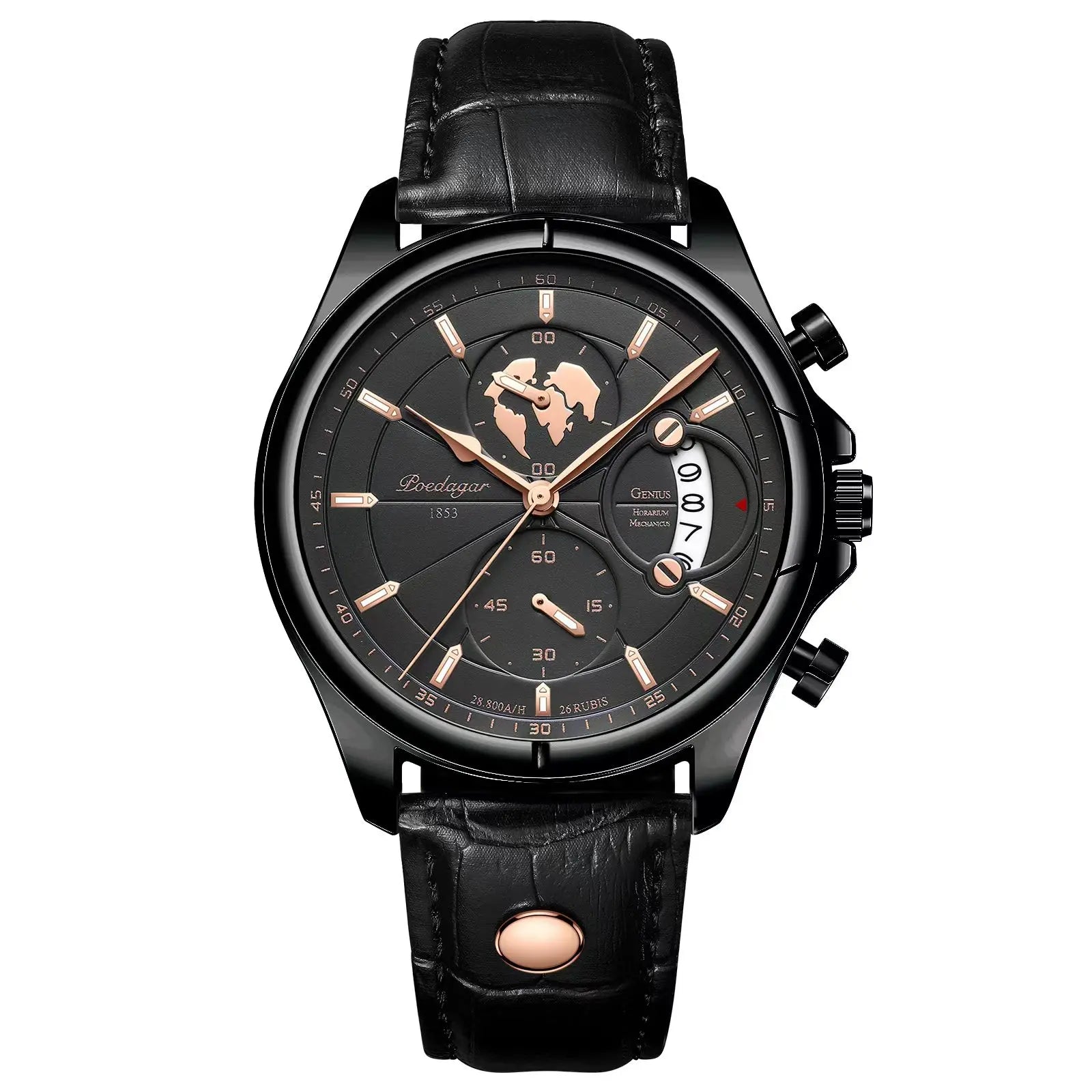 POEDAGAR Lujo Hombre Reloj de Pulsera Cronógrafo Fecha Impermeable Cuero Reloj Hombre Casual Cuarzo Relojes de Hombre Deportes Reloj Masculino