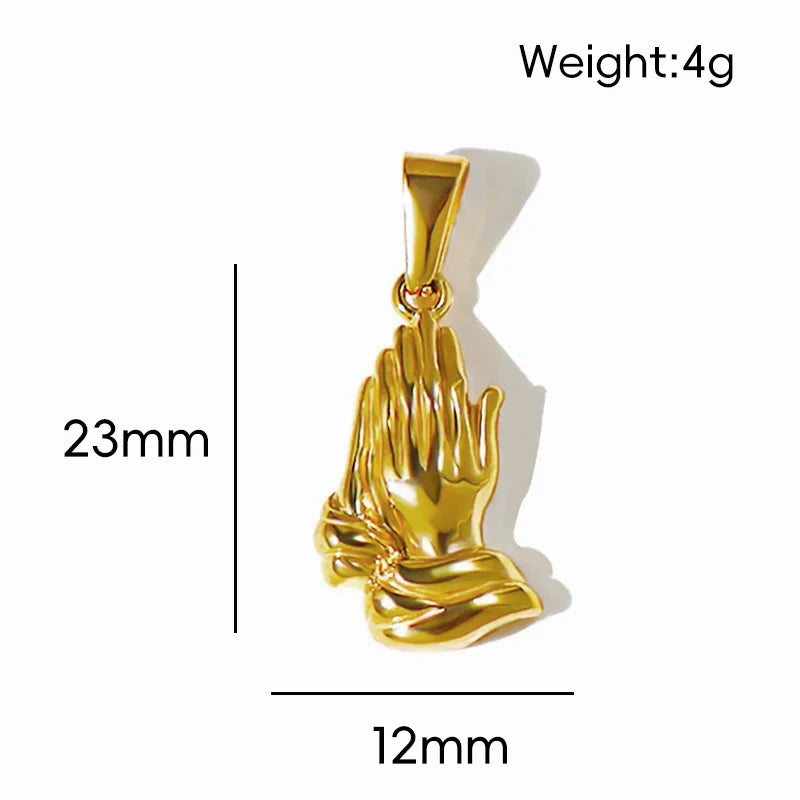 Colgante de Acero Inoxidable Chapado en Oro de 18K Retrato de Faraón Egipcio Vintage Cráneo de León y Encantos de Mano Fantasma Joyería de Moda