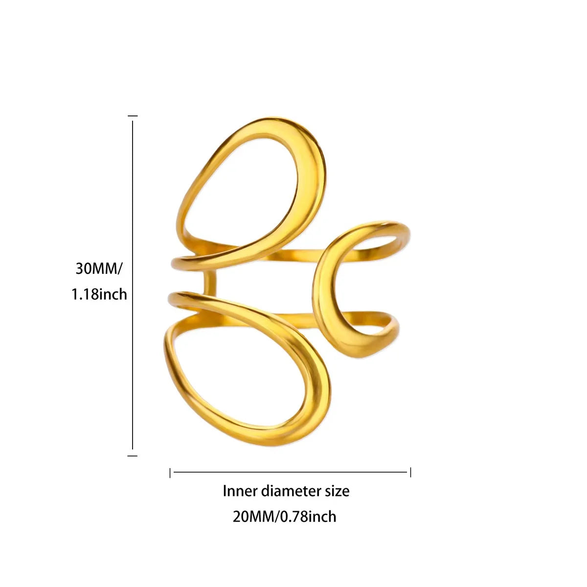 Edelstahl unregelmäßige Wellenringe für Frauen Kreativ Gold Farbe Verstellbarer offener Ring weiblicher Schmuck Punk Rapper Anillos Geschenke