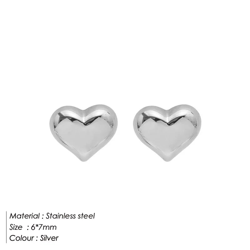 Pendientes de tuerca de acero inoxidable SUNIBI para mujer, color dorado, color plateado, pendientes sencillos, aros gruesos y lisos para esposas, joyería de moda.