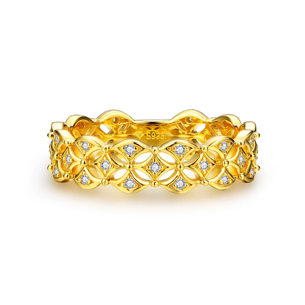 MINTYBOX Reiner S925 Silber D-Farbe Diamant Moissanit Ring für Frauen mit Zertifikat Vintage Spitze Verlobungsringe Feiner Schmuck