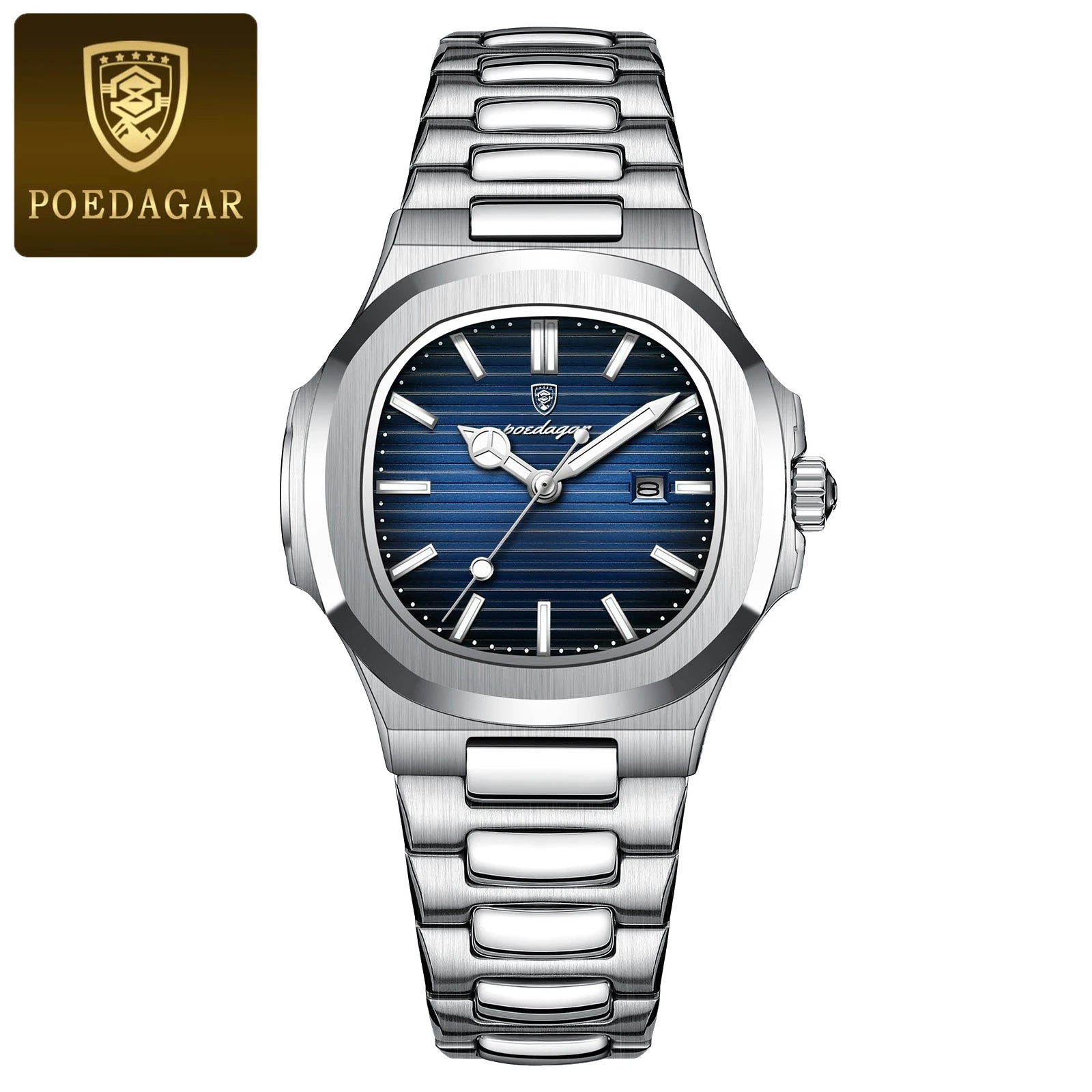 POEDAGAR Elegantes relojes de cuarzo para mujer, impermeables, luminosos, con fecha, reloj de pulsera para mujer, reloj de moda de acero inoxidable para mujer, Reloj