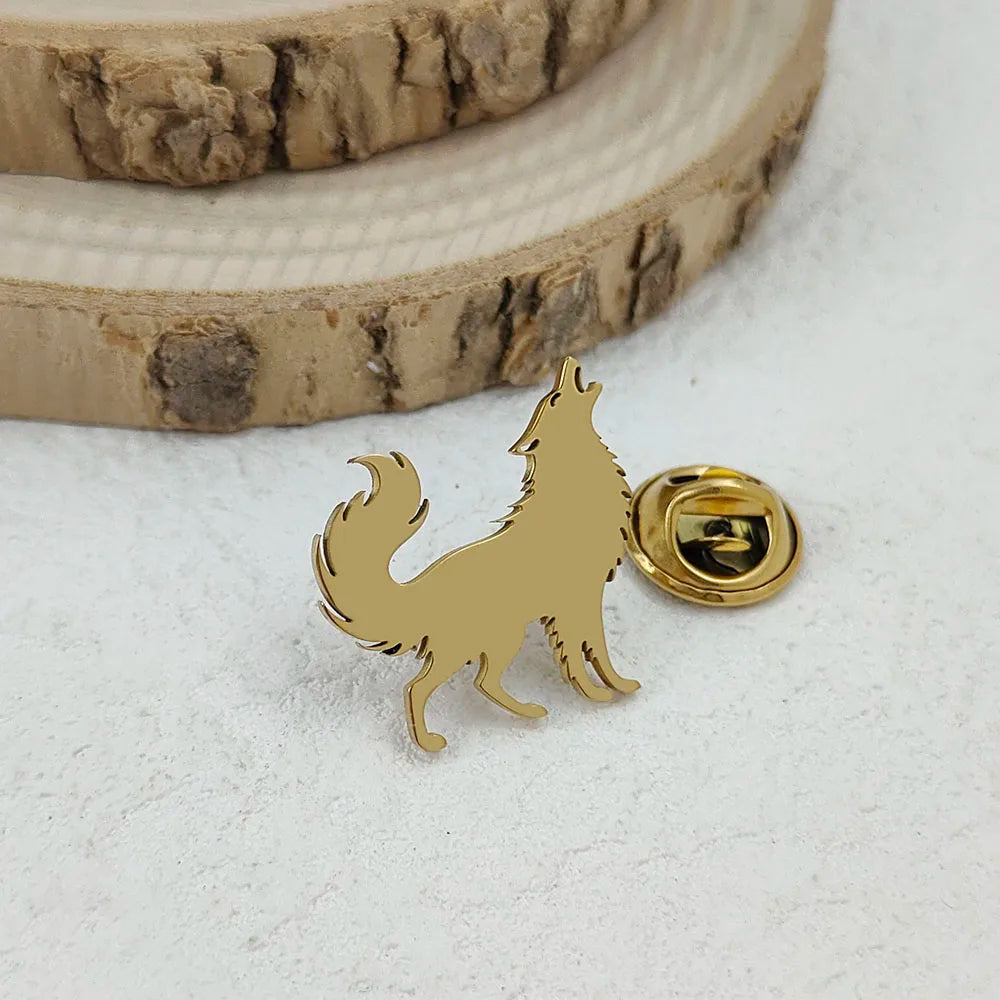 Creative Lonely Wolf Stainless Steel Brooch, Waterproof and Fading Badge Set, Suit Lapel Pin, Wedding Party Wear