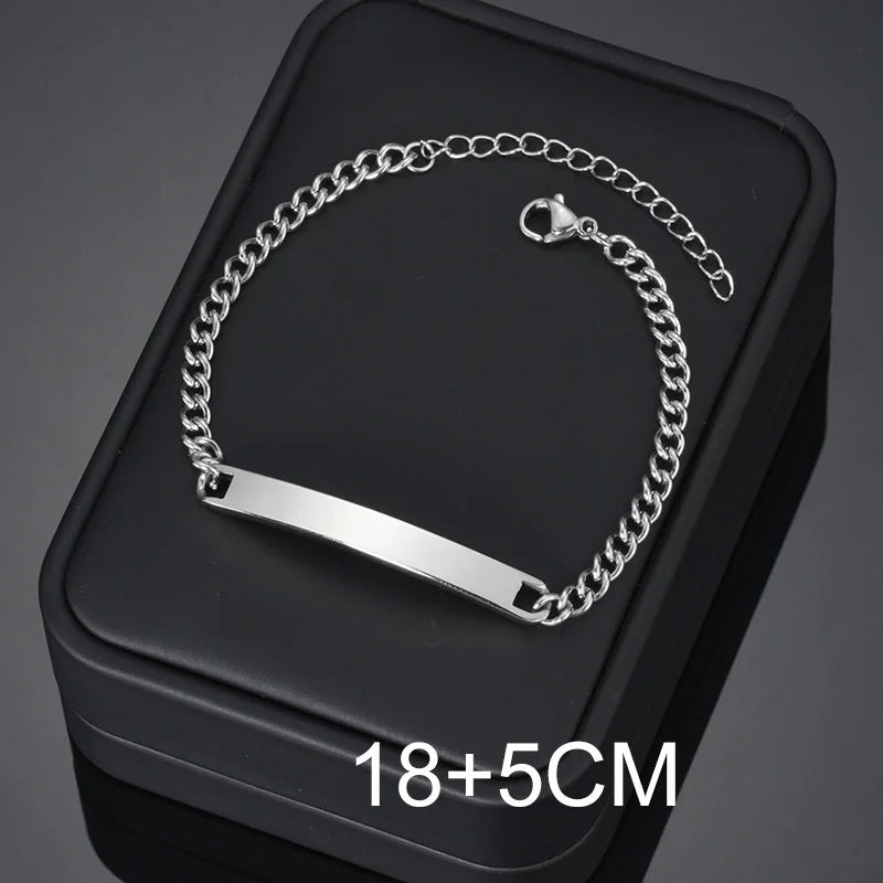 Bluelory personalisiertes Armband für Herren und Damen, Edelstahl, verschiedene Stile, leeres Namensschild, Herzarmband, Party-Schmuckgeschenk