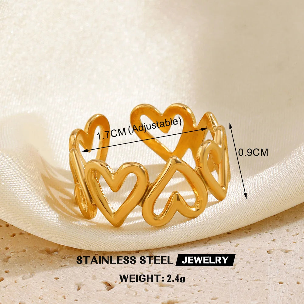 1 Stück Edelstahl Goldfarben Ringe für Frauen Wasserdicht Geometrisch Offener Fingerring Mädchen Mode Alltag Schmuck Accessoires