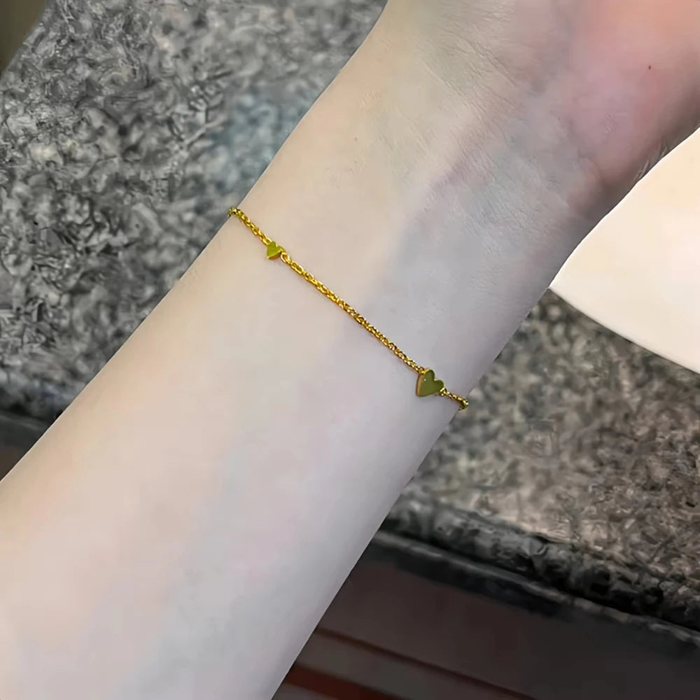 Mode 316L Edelstahl Herz-Armband für Frauen Kleine vergoldete Schlüsselbeinkette Mädchen Hochzeit Party Charm Schmuck Geschenk