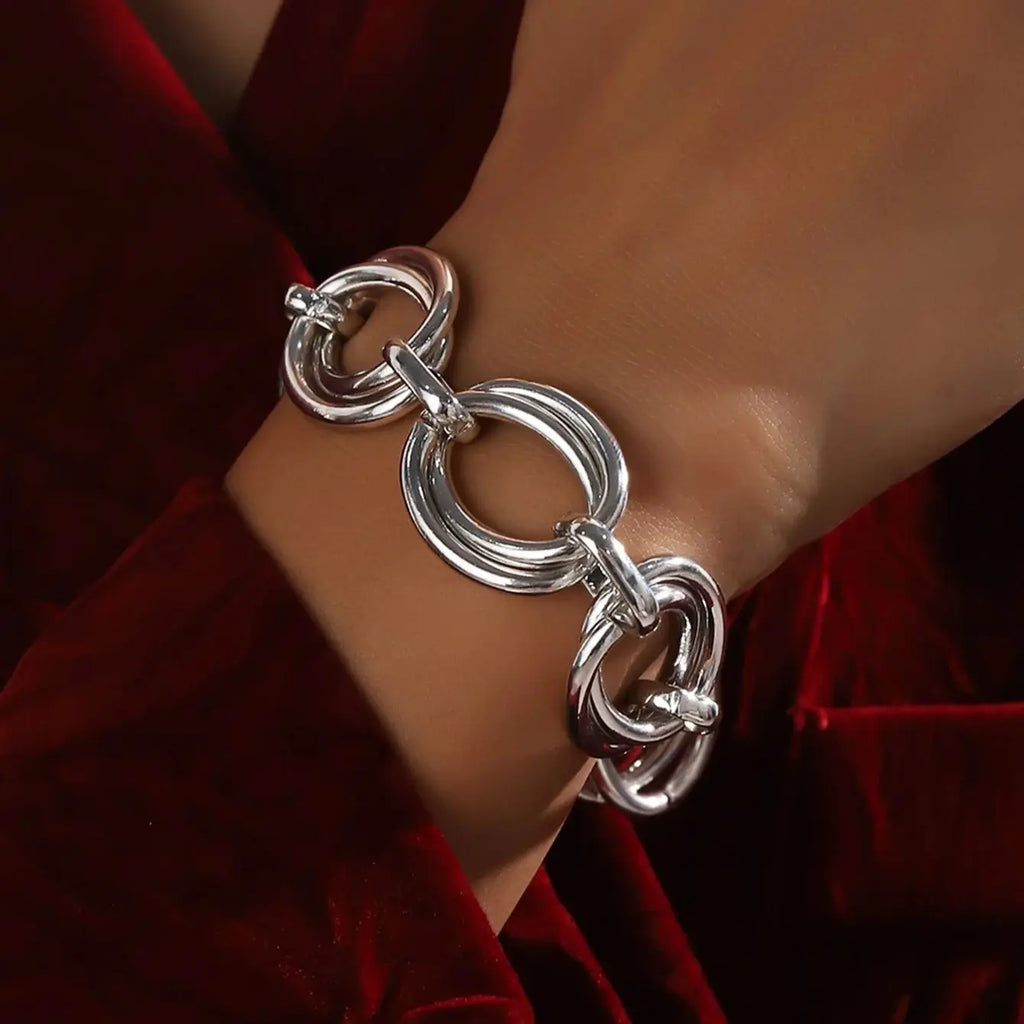 Armbänder aus rostfreiem Stahl mit ovalen Gliedern für Damen und Mädchen, filigrane, einfache, minimalistische Metall-Glieder-Armbänder