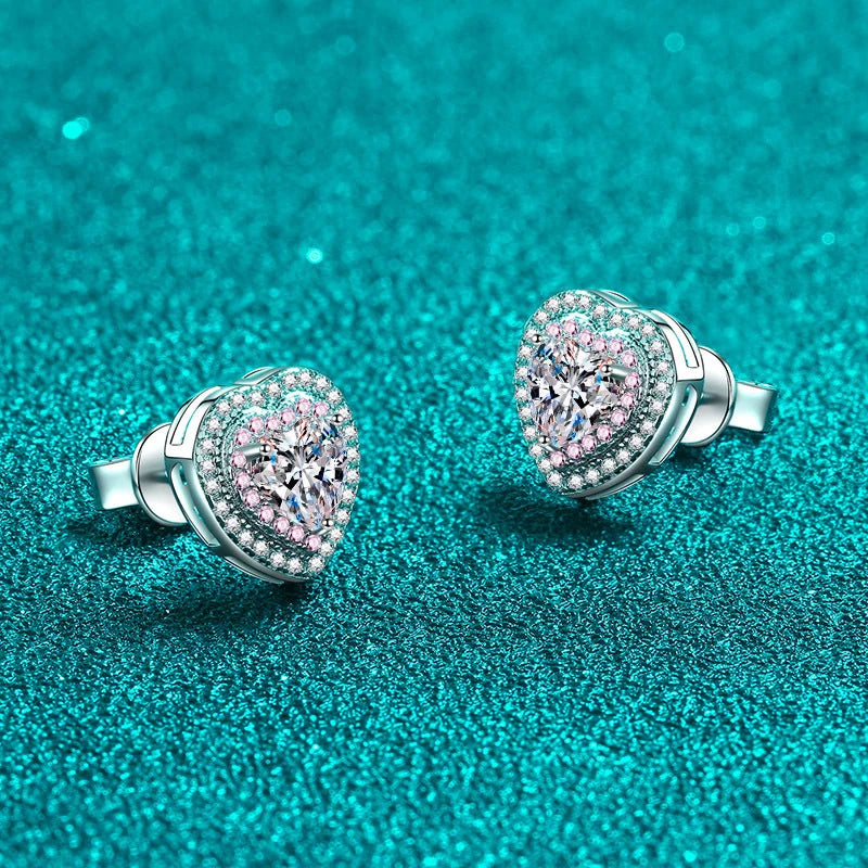 NeeTim 0.5 Karat Moissanit Ohrringe für Damen, herzförmig, Labor-Diamant-Ohrstecker, 925 Sterling Silber, Party, Hochzeit, Edelschmuck
