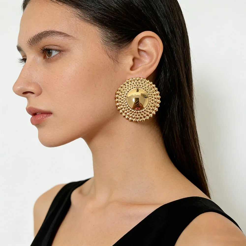 Vergoldete Ohrringe Schmuck für Damen Hochzeiten Design Kreis Clip Ohrringe für Dubai Verlobung Braut Luxus Creolen