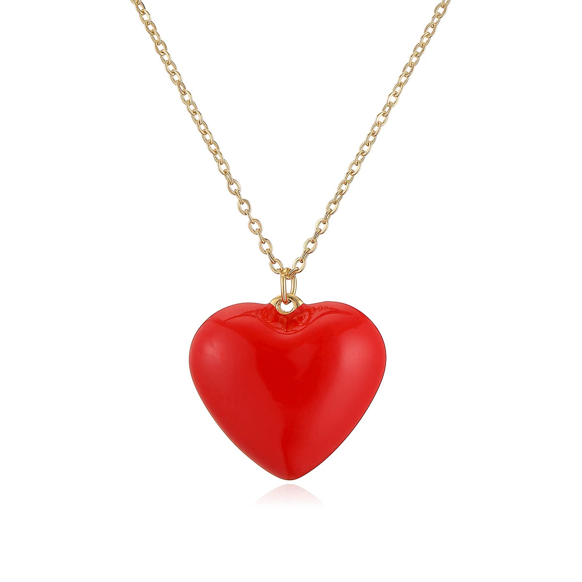 NEWBUY 2025 New Arrival Red Oil Dripping 4 Style Heart Pendant Necklaces For Women Daily Accessories