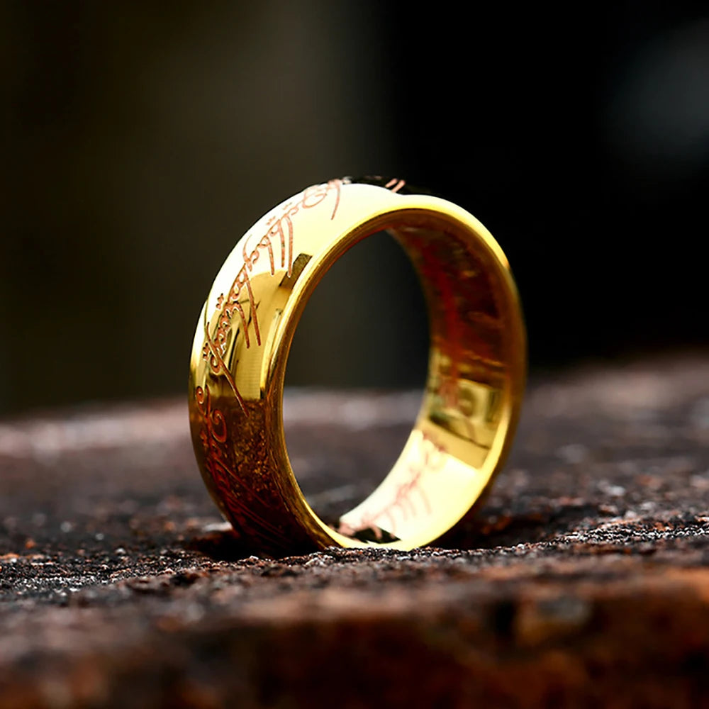 2024 Neuer Trendiger Einfacher 3D Geschnitzter Glaubensring Edelstahl Paar Farbig Plattierte Kettenringe Retro Herrenschmuck Geschenke Custom
