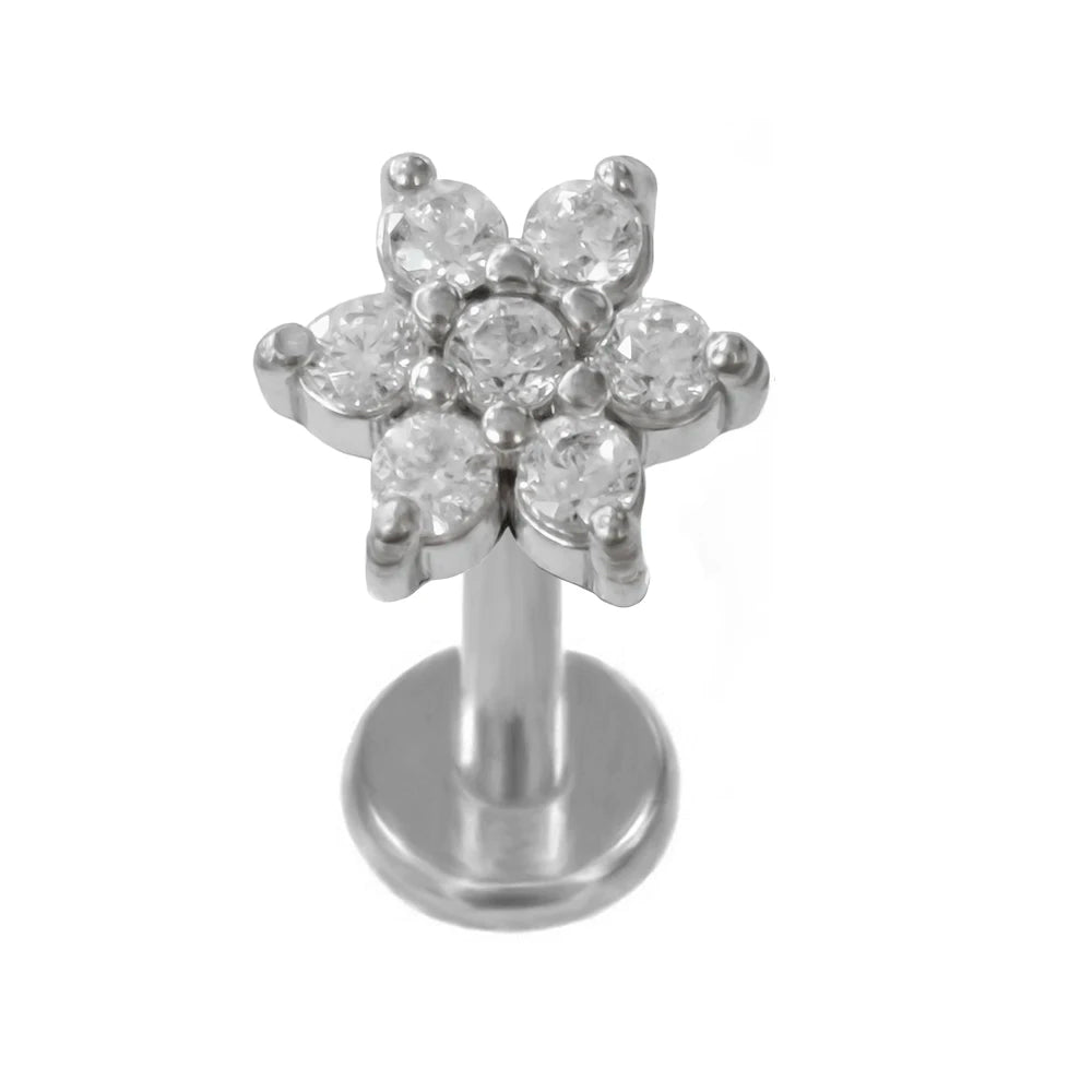 Piercing Labret de Rosca Interna Rayo Corona Abeja Flores Cartílago Pendiente Trago Conch Acero Inoxidable 316L Joyería Corporal