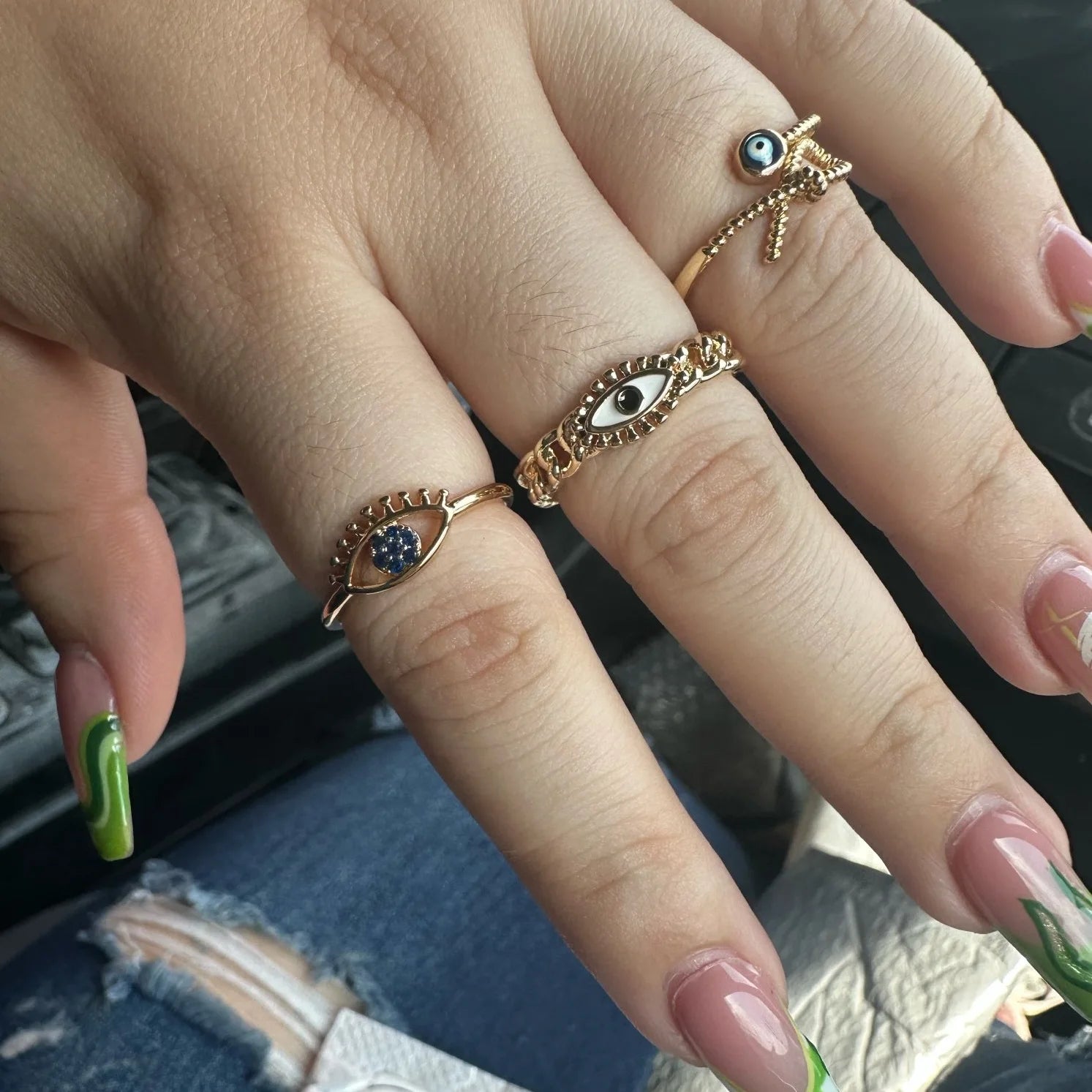 Böse Augen Ringe für Damen Edelstahl Türkischer Augenring Hochzeit Gothische Ästhetik Schmucksets anillos bague bijoux