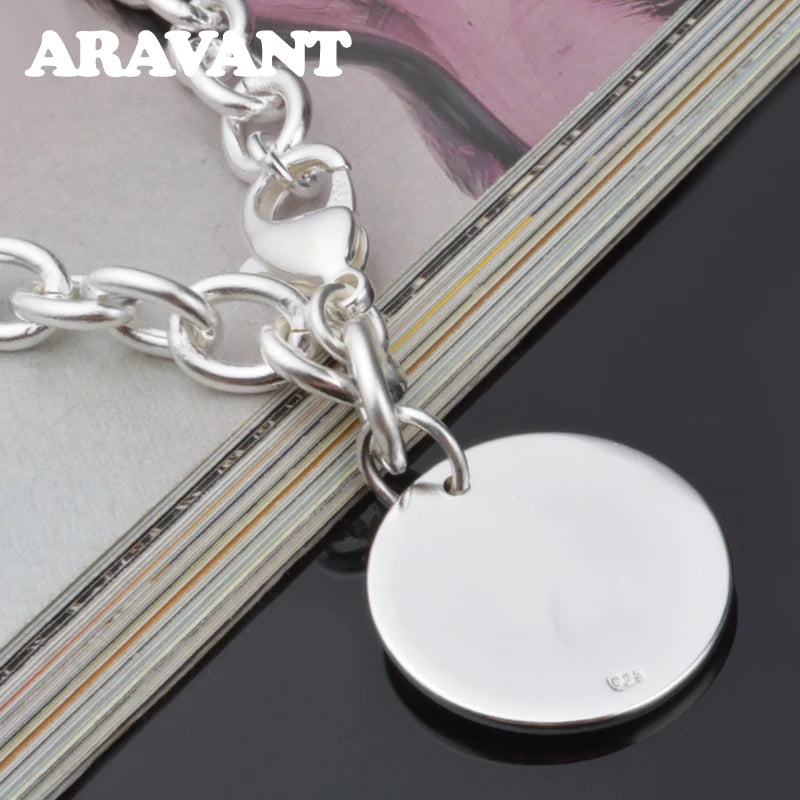 Aravant 925er Silber Runde Armbandketten für Frauen Mode Hochzeit Schmuck Accessoires