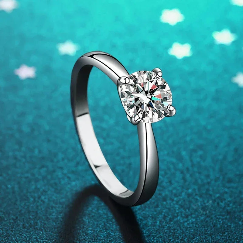 NeeTim 2 Karat Moissanit Verlobungsring für Damen S925 Sterlingsilber mit vergoldetem Labor-Diamant Versprechen Ehering Schmuck