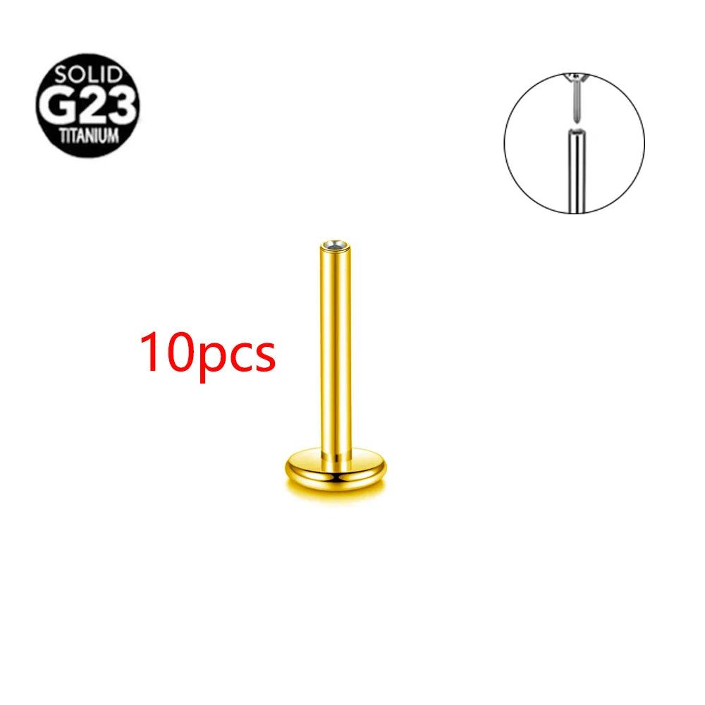 Threadless Labret Rod Piercing G23 Titanium Push In Stud Cartilage Flatback Nose Stud Piercing Body Jewelry
