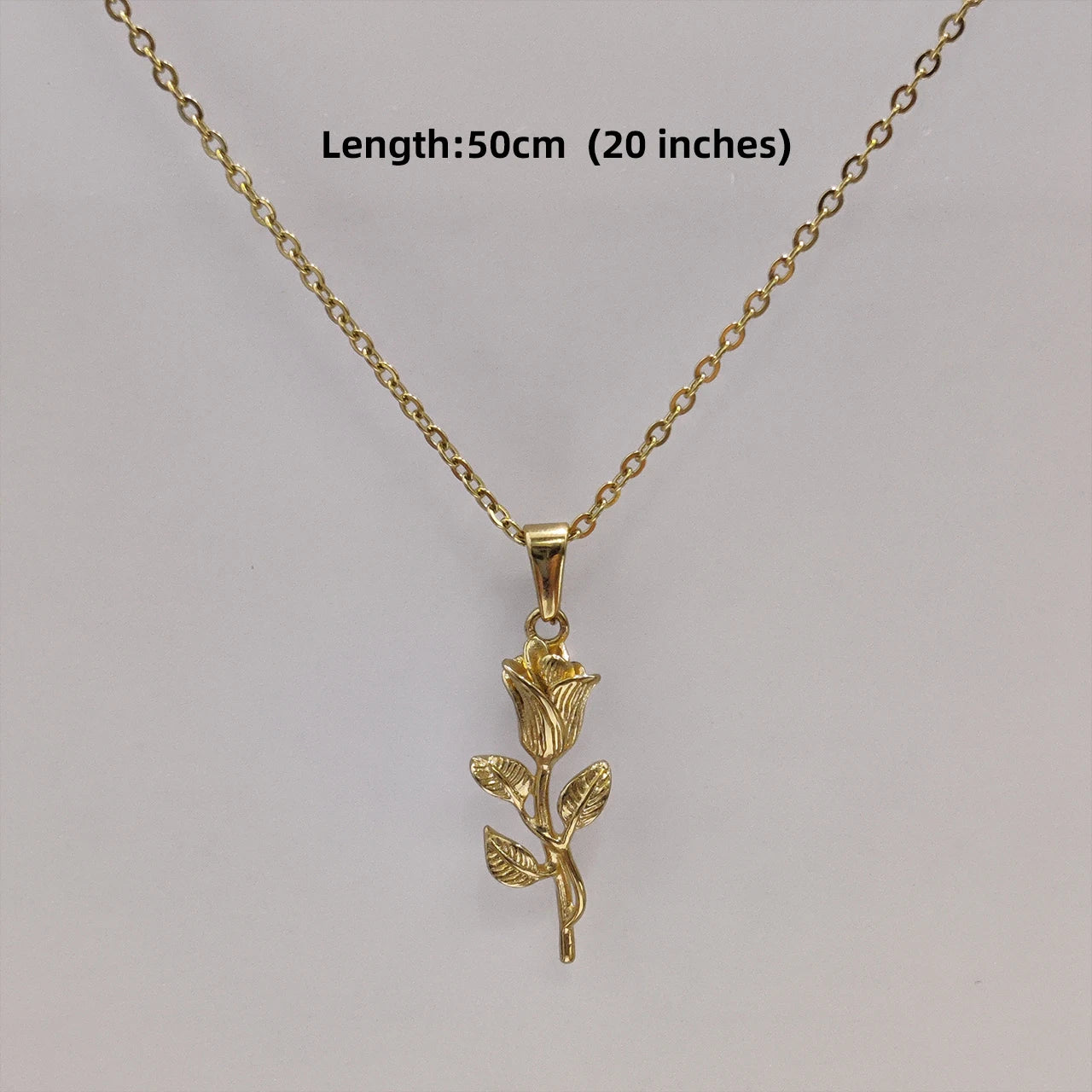 Nuevo Collar Colgante de Rosa Bañado en Oro, Cadena de Clavícula Simple Vintage, Collar de Acero Inoxidable para Hombres y Mujeres, Regalos de Joyería