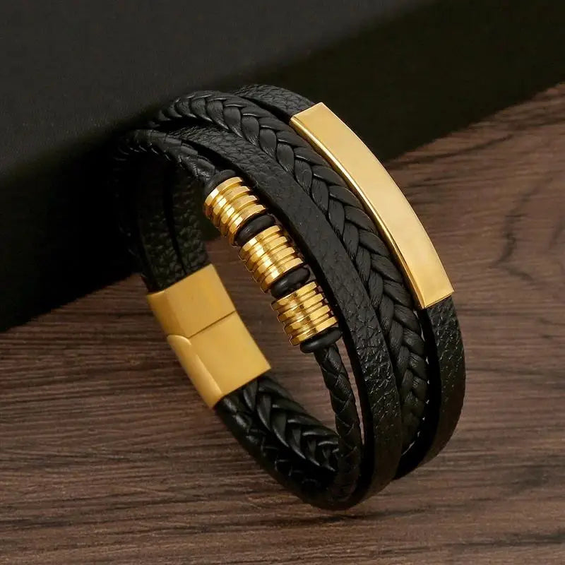 Klassisches Herren Lederarmband Neuer Stil Handgewebt Mehrschichtige Kombination Accessoire Mode Herrenschmuck Großhandel Dropshipping