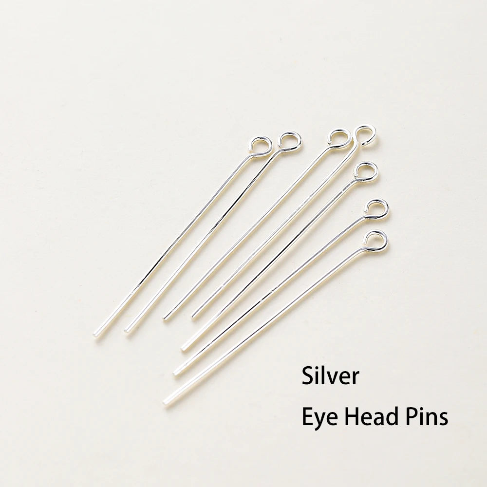 100 unidades/lote de 16-50 mm chapados en oro de 14K y 18K, alfileres de cabeza redonda para hacer joyas, accesorios de latón, metal, alfileres de cabeza plana y de ojal