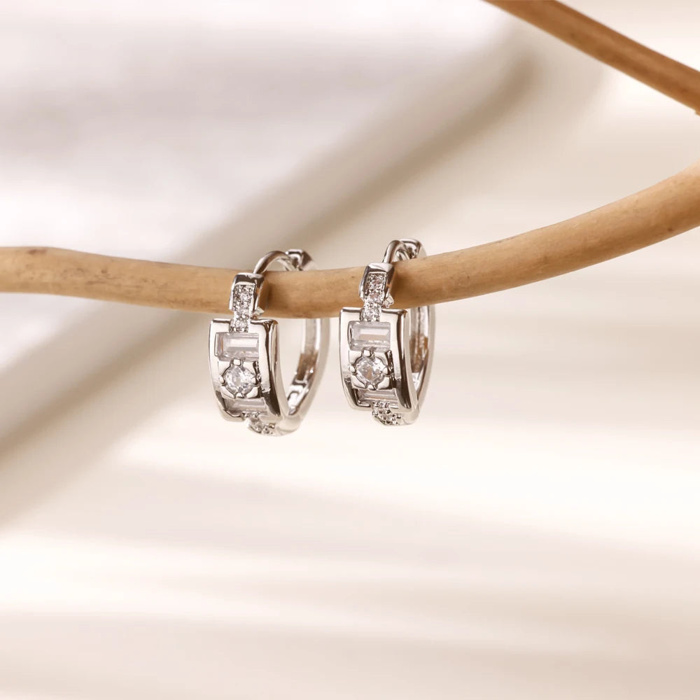 Runde glänzende Zirkonia-Ohrringe für Damen Edelstahl Goldfarben Piercing Ohrringe 2025 Neuer Modeschmuck Muttertagsgeschenk