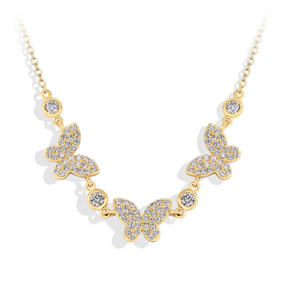 MINTYBOX S925 Silver Butterfly Moissanite Necklaces 18k Gold Plated D/VVS1 Lab Diamond 40+5cm for Women Brithday Jewelry Gift