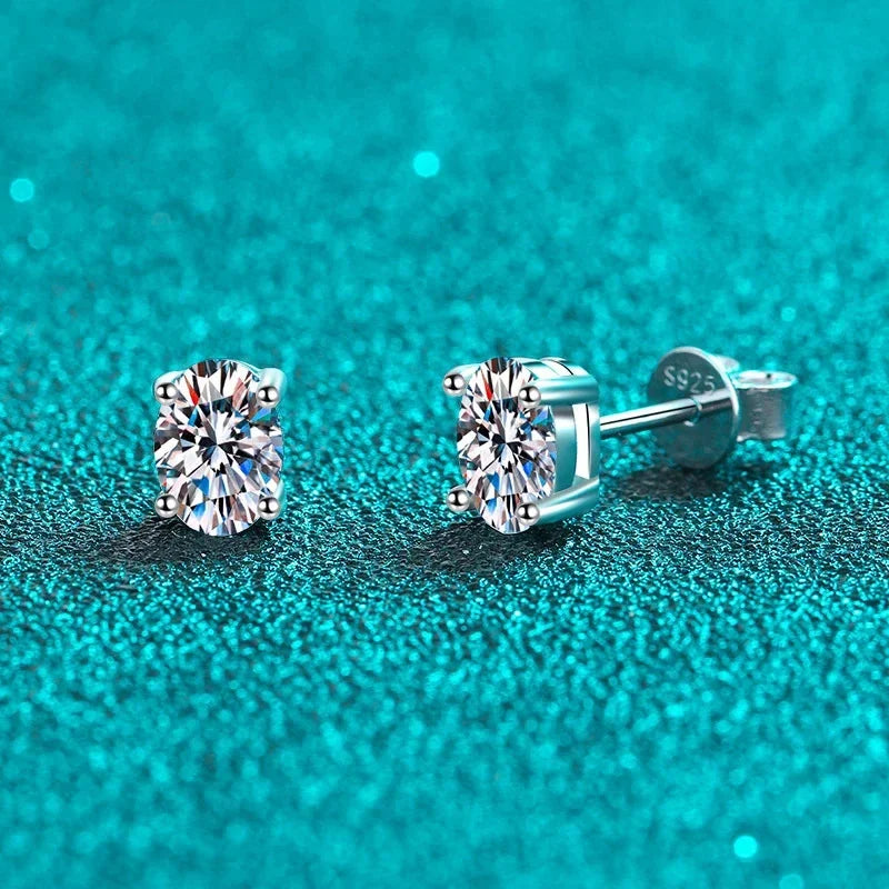 NeeTim 2 Karat Oval D Farbe Moissanit Ohrstecker für Damen 925 Sterling Silber Funkelnde Diamant Ohrringe Hochzeitsschmuck