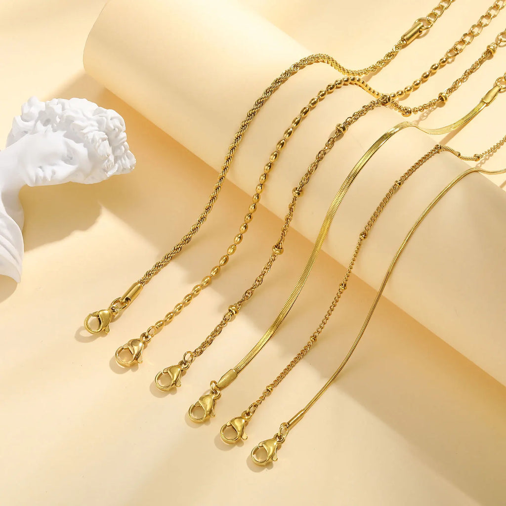 Dünnes Gliederarmband für Damen, Edelstahl 18K vergoldet, wasserdichter Schmuck